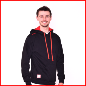 Kapuzenpullover schwarz - Judostoff rot