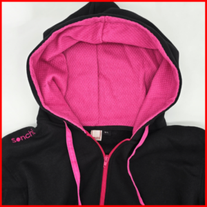 Hoodie mit Reißverschluss, Schwarz/Rosa