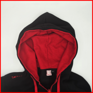 Hoodie mit Reißverschluss, Schwarz/Rot